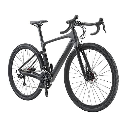 Road Bike : QILIYING Cruiser Bike Carbon Fiber Gravel Disc Brake Road Bike R11-R7000 22-speed Road Bike Racing Gravel Bike 18 / 22-speed Bike with 700x40C Tire (Color : Light Grey, Size : SHIMANO 105 22S)