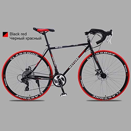 Road Bike : QISKAII ultra light road bike 21 / 27 / 30 variable speed double disc brake Aluminum alloy frame adult student bicycle road bicycle