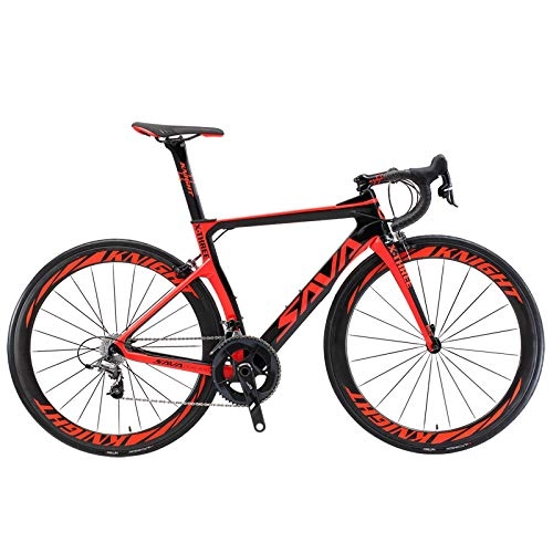 Road Bike : QLHQWE SAVA Carbon Road bike Carbon bike Road Bicycle 22 Speed Racing bicycle Full Carbon frame with SHIMANO ULTEGRA 8000 Groupsets, Red