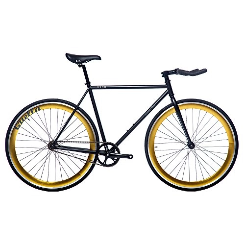 Road Bike : Quella Nero Gold (54cm) Fixie Fixed Gear Single Speed Commuter Bicycle