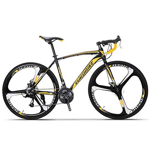 Road Bike : Relaxbx 21 / 27 Speed Road Bike Off-Road Disc Brake Road Racing Male and Female Students Mountain Bicycles, Yellow, 27 Speed