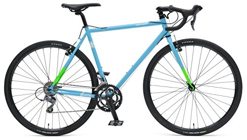 Road Bike : Retrospec Bicycles AMOK-16 CycloCross Sixteen Speed Bike with Chromoly Frame, Hi-Vis Blue / Green, 50cm / Small