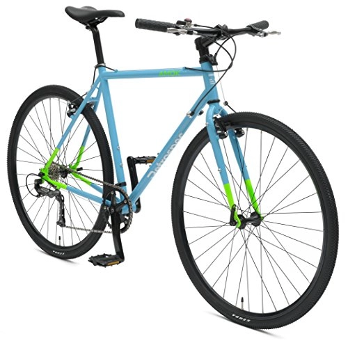 Road Bike : Retrospec Bicycles AMOK V2 CycloCross Nine-Speed / Commuter Bike with Chromoly Frame, Hi-Vis Blue, 50cm / Small