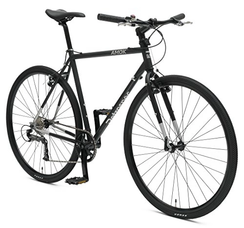 Road Bike : Retrospec Bicycles AMOK V2 CycloCross Nine-Speed / Commuter Bike with Chromoly Frame, Matte Black, 54cm / Medium