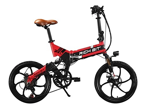 Road Bike : RICH BIT Electric Bicycle TOP-730 20-inch folding mountain bike 250W 48V 8Ah lithium battery E-Bike Shimano 7-speed disc brake