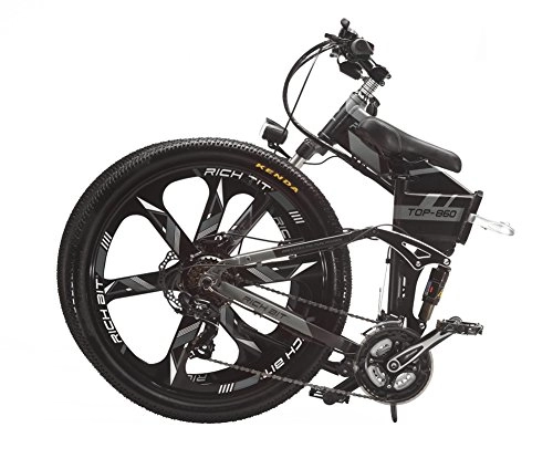 Road Bike : RICH BIT RLH-860 Electric Bike folding mountain bicycle MTB e bike 36V*250W 12.8Ah Lithium - Iron Battery 26inch Magnesium Integrated Wheel (Gray)