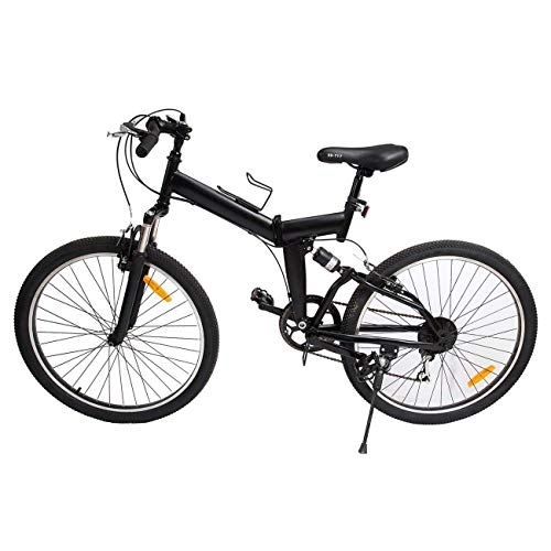 Road Bike : Ridgeyard 26" 7 Speed Folding Foldable Adjustable City Mountain Bike Bicycles School Sports Shimano (Black)