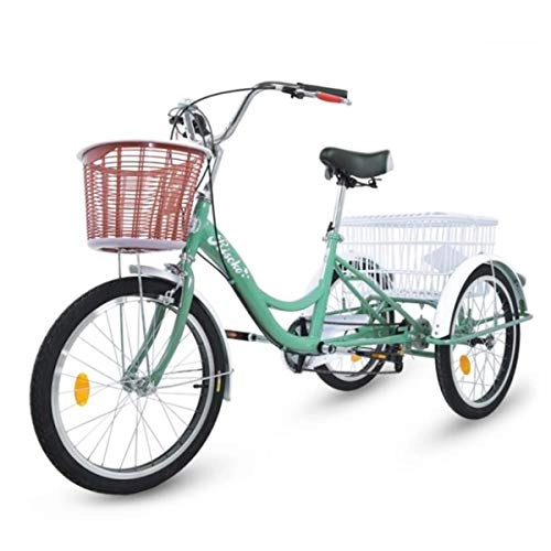 Road Bike : Riscko Adult Tricycle with Two Baskets - Blue / Turquoise