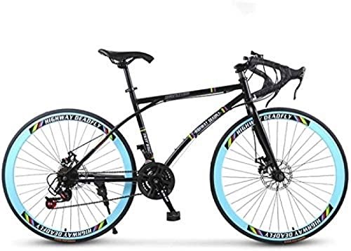 Road Bike : Road Bicycle, 24-Speed 26 Inch Bikes, Double Disc Brake, High Carbon Steel Frame, Road Bicycle Racing, Men's And Women Adult-Only, E, Exquisite