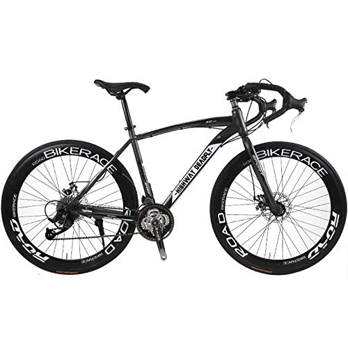 Road Bike : Road Bicycle, High Carbon Steel Frame, 26-Inch 27-Speed Bikes with Double Disc Brake, for Men's And Women Adult, Gray, 26 inch