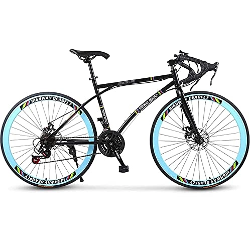 Road Bike : Road Bike 26-inch Road Bike, 24-speed Bike, Dual Disc Brakes, High-carbon Steel Frame, Road Bike Racing, For Men And Women Adults, Rider Height 165-185 Cm, Racing City Commuter Bike (Color