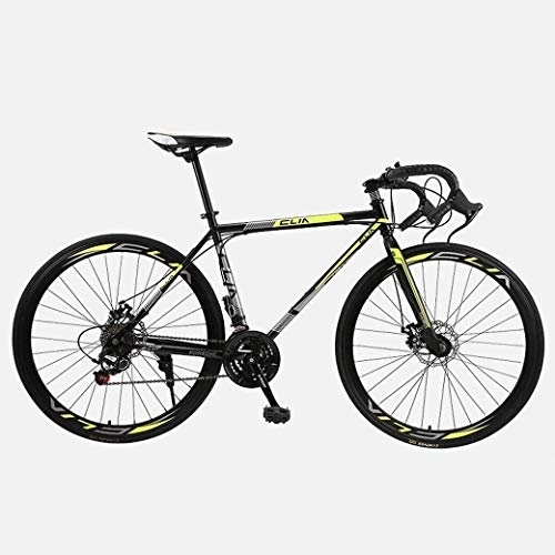Road Bike : Road Bike, 26 Inches 21-Speed Bicycle, Double Disc Brake, High Carbon Steel Frame, Road Bicycle Racing, Men's And Women Adult, (Color : B1)
