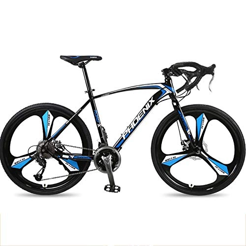 Road Bike : Road Bike 700C High Carbon Steel Frame Road Bicycle, 21-27 Speed, City Utility Bike, Men's And Women Adult-Only, Black Blue, 27 Speed
