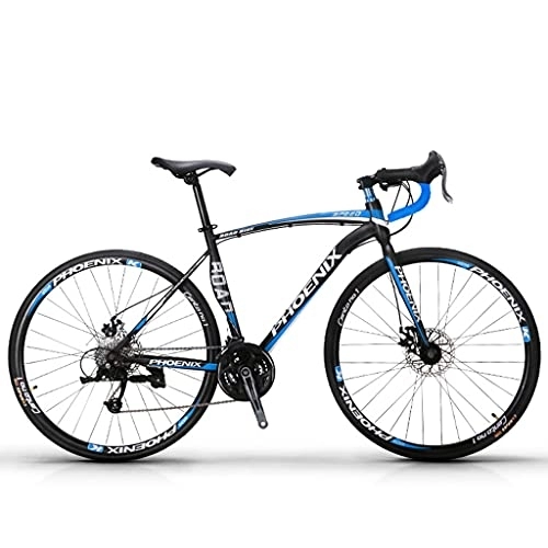 Road Bike : Road Bike 700C Outroad Mountain Bike, Commuters Steel Full Suspension Road Bike 21 / 27 Speed, Rider Bike Faster And Lighter Commuter Bicycle for Women Men Adult, Blue, 21 Speed