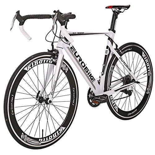 Road Bike : Road Bike 700C Wheel 54cm Aluminum Frame for Men and Women Light Weight 14 Speed (WHITE)