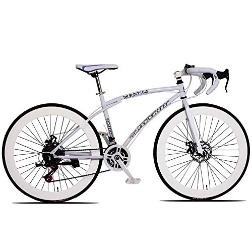 Road Bike : Road Bike, Adult Racing Bike 26-Inch Carbon Steel Frame 21-Speed Transmission Dual Disc Brakes Suitable For 160-185cm Tall Men And Women