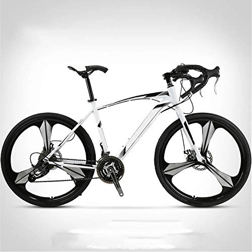 Road Bike : Road Bike Bicycle, Bending Handle Fixed Gear Three Knife One Wheel 26 Inch Speed Double Disc Brakes Adult of Men and Women White