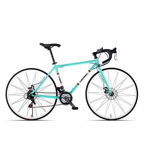 Road Bike : Road Bike Bicycle Double Shock Absorbing Bending Straight Shifting Adult Men's Women's Bicycles Teenager Students Off-road (Color : Bianchi, Size : Straight)