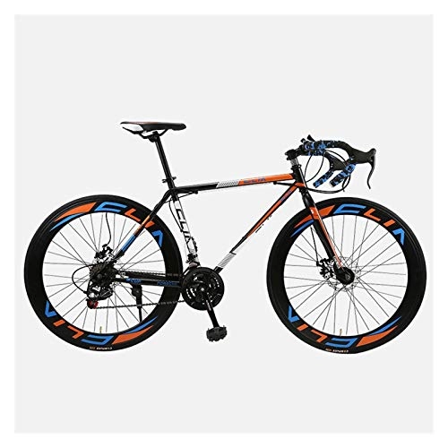 Road Bike : Road Bike Fixed Gear Bicycle Men And Women Speed Bender Racing Disc Brake Bicycle 26 Inch 60 Knife Adult Student Racing (Color : Black orange, Size : 60 knife 27 speed)