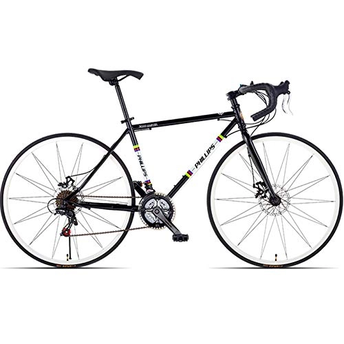 Road Bike : Road Bike, Men's And Women's Road Bicycles 21 Speed with Dual Disc Brake, Aluminum Frame 700C City Bike Bicycle for Adults, Black
