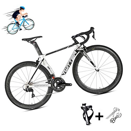 Road Bike : Road bike R7000-22 speed large set of tire 700C ultralight road bike Tour of France, 18K carbon fiber material racing car with UV color reflective luminous signs+with hidden line design, D06, XS