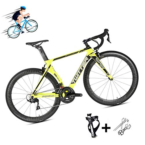 Road Bike : Road bike R7000-22 speed large set of tire 700C ultralight road bike Tour of France, 18K carbon fiber material racing car with UV color reflective luminous signs+with hidden line design, D08, M