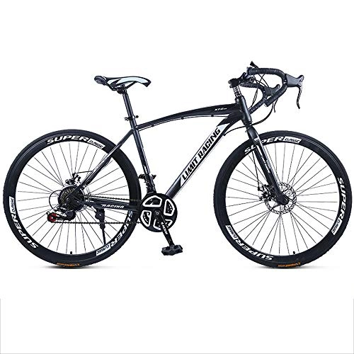 Road Bike : Road Bikes High-carbon Steel Road Bike Racing Bike Fiber Road Bicycle 21 Speed Derailleur System And Double V Brake D-21 Speed 26 Inches