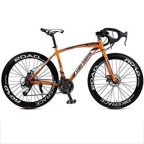 Road Bike : Road Bikes High-carbon Steel Road Bike Racing Bike Fiber Road Bicycle 27 Speed Derailleur System And Double V Brake D-27 Speed 26 Inches