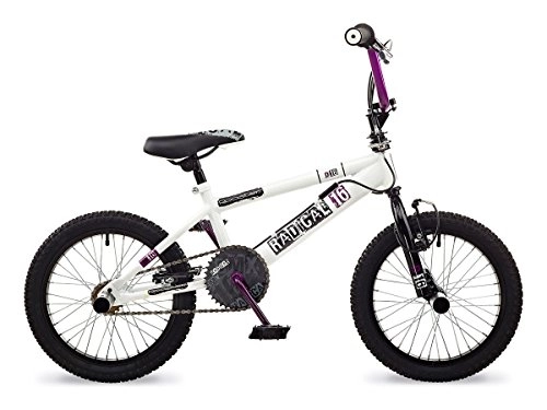 Road Bike : Rooster Radical 16 BMX Bike White / Purple with 16" Spoke Wheels