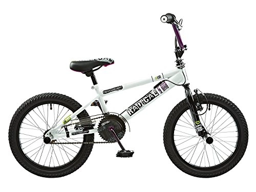 Road Bike : Rooster Radical 18 BMX Bike White / Purple with 18" Spoke Wheels