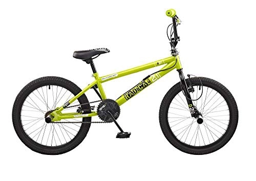 Road Bike : Rooster. Radical 20" Wheel BMX Freestyler Bike Green / Black 360 Giro & Stunt Pegs