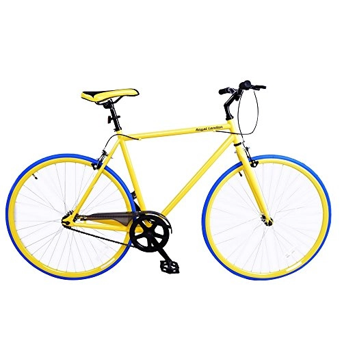 Road Bike : Royal London Fixie Fixed Gear Single Speed Bike Yellow / Blue