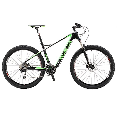 Road Bike : SAVA Hardtail Mountain Bike Carbon Fiber 27.5" Ultralight Frame 30 Speed SHIMANO Deore XT System SR SUNTOUR Fork