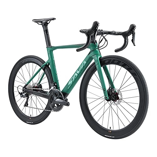 Road Bike : SAVADECK Carbon Fiber Road Bike, Complete full Carbon Racing Road Bike 22 Speed with Shimano ULTEGRA R8000 Group Set and R8020 Hydraulic Disc Brake and Thru Axle System for man and woman