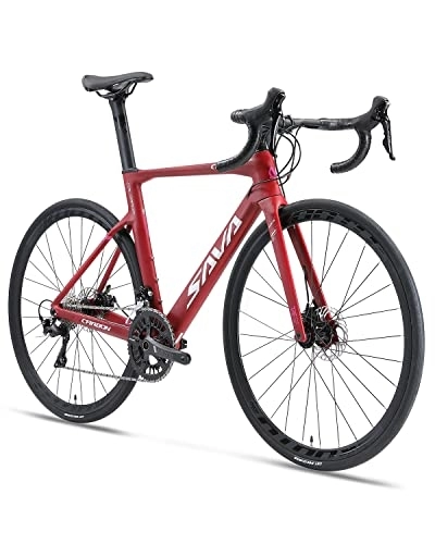 Road Bike : SAVADECK Carbon Road Bike, 700C Racing Bicycle T800 Carbon Fiber Frame fork seat post with Shimano 105 R7000 22 Speed Groupset and Mechanical Disc Brake, Ultra-Light Carbon Bike for man woman