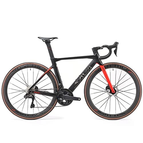 Road Bike : SAVADECK Carbon Road Bike, Full Carbon Fiber Bicycle with Integrated Handlebar 700C Wheels, 24 Speeds Electric Shifting Bicycle with Shimano Ultegra Di2 8170 Electric Groupset
