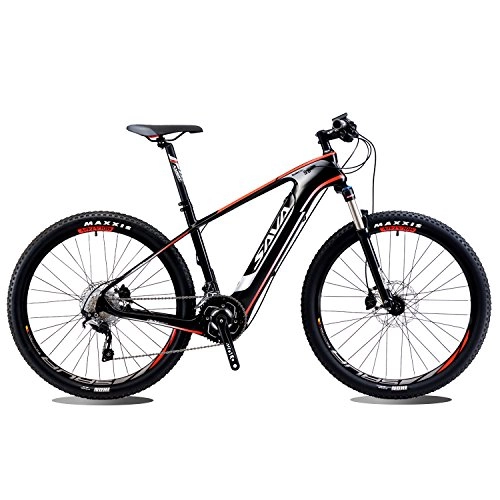 Road Bike : SAVADECK Knight 9.0 Carbon Fiber e-bike 27.5 inch Electric Mountain Bike Pedal-assist MTB Pedelec Bicycle with Shimano 20 Speed and Removable 36V / 10.4Ah SAMSUNG Li-ion Battery
