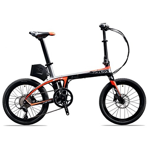 Road Bike : SAVANE E6 Electric Bicycle Carbon Fiber 20 Folding E-bike 36V / 250W Pedal-assist Pedelec Foldable Bicycle with SHIMANO SORA 9 Speed and Removable 36V / 5.8Ah SAMSUNG Li-ion Battery
