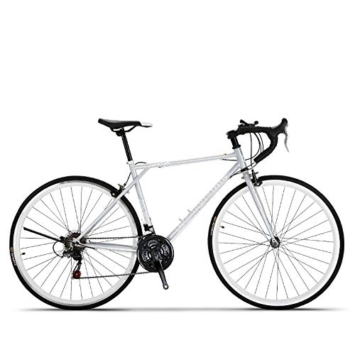 Road Bike : SChenLN High-carbon steel road bike 21-speed off-road racing bike suitable for adult bikes-Silver