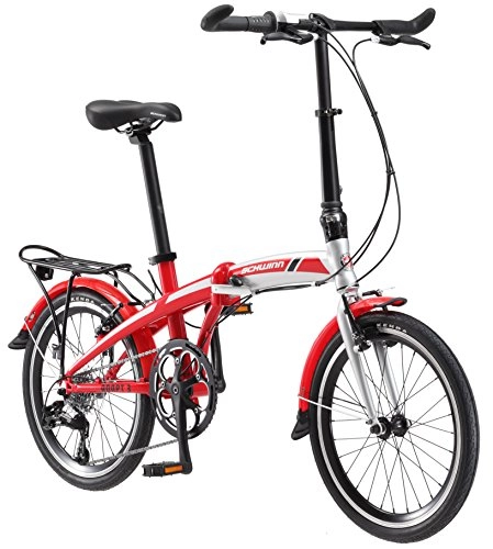 Road Bike : Schwinn Adapt 3 9 Speed Folding Bike Gloss Red / Silver 20" Wheel, one size frame