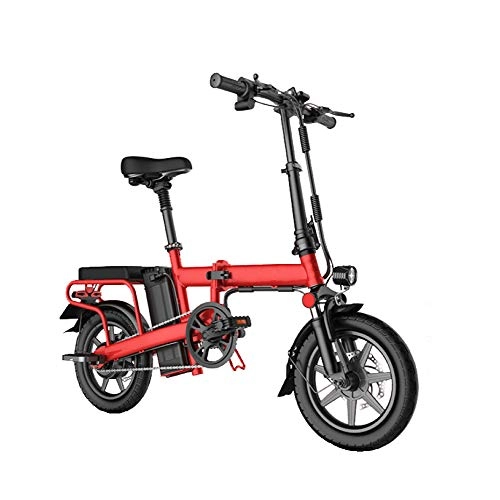 Road Bike : SHENGYUAN Folding Assist Electric Bike, 48V 350W Silent Motor, Short Charge Lithium-Ion Battery, Disc Brake, LCD Speed Display, Battery Capacity Selectable, Red-12Ah / 576Wh