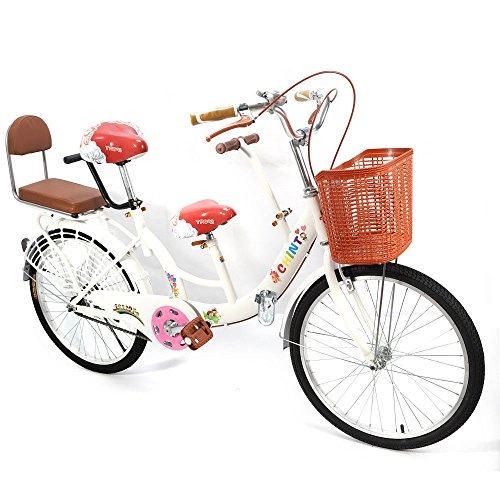 Road Bike : SHIOUCY 22 Inch Tandem Bike Bicycle 2 Seater Bike Children Mother Threads Bicycle Safety