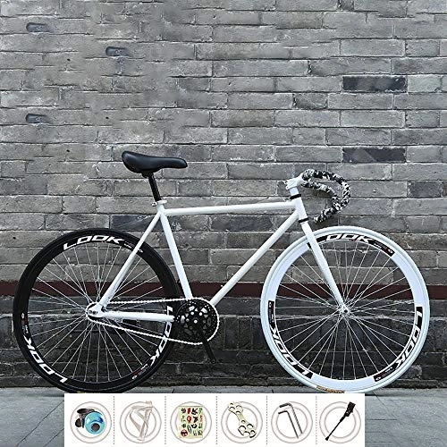 Road Bike : SICONG Men's And Women's Road Bicycles, Adult Road Bike Racing, High Carbon Steel Frame, Double Disc Brake, Black