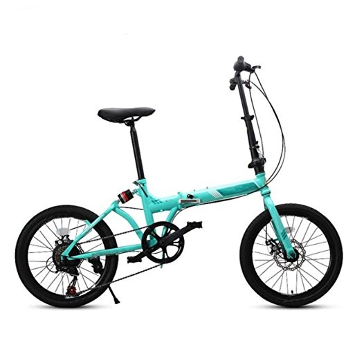 Road Bike : Speed folding Bicycle 20-inch Double-disc Brakes Children Bicycle Adult Male And Female Students Bicycle T9 Mountain Bike, Blue-20in