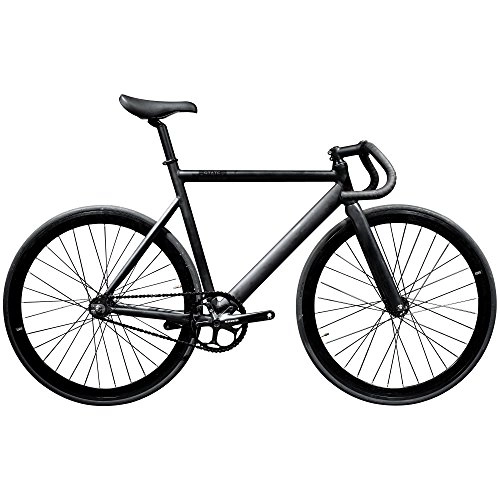 Road Bike : State Bicycle 6061 Black Label Fixed Gear Bike - Matte Black, 49 cm