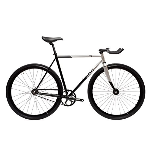 Road Bike : State Bicycle Co. Premium Fixed Gear / Fixie Bike, Contender II, Silver, 46cm