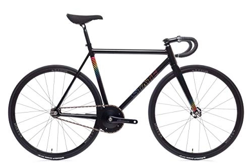 Road Bike : State Bicycle Co. Unisex's A796201626988 The Undefeated II Edition-7005 Aluminum Premium Fixed Gear Bike 49cm, Black Prism Edition, 49 cm