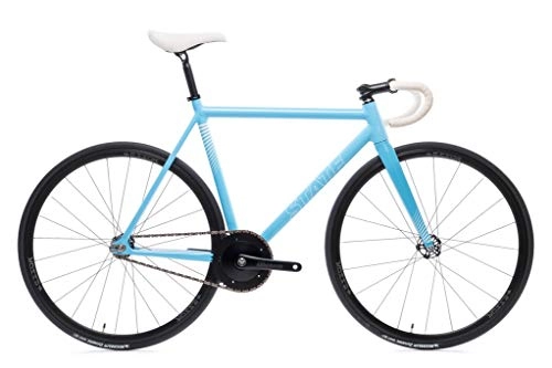 Road Bike : State Bicycle Co. Unisex's A796201627107 The Undefeated II Edition-7005 Aluminum Premium Fixed Gear Bike, Photon Blue Edition, 49cm