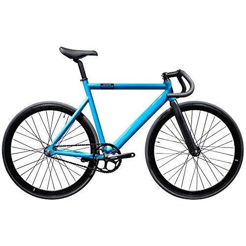 Road Bike : State Bicycle Unisex's 6061 Black Label Fixed Gear Bike-Laguna Blue, 49 cm