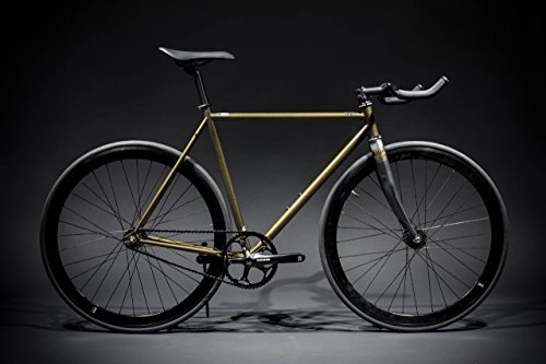 Road Bike : State Bicycle Unisex's Contender Premium Fixed Gear Bike-Gold, 49 cm
